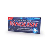 Vanquish Digital Headache Brand Pain Reliever - Muscle Pain Relief. Acetaminophen, Aspirin and Caffeine Pain Relief Tablets. 75 Count