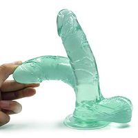 Huge Dongs 7.4 Inch Huge Stick Dilo with Suction Cup, Realistic Insertable Massasger Green - with Strong Suction Cup