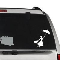 GottaLoveStickerz Mary Poppins Umbrella Flying Permanent Vinyl Decal Sticker for Laptop Tablet Helmet Windows Wall Decor Car Truck Motorcycle - Size (07 Inch / 18 cm Tall) - Color (Gloss White)