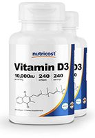 Nutricost Vitamin D3 10,000 IU, 240 Soft Gel Caps (2 Bottles)