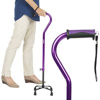 Vive Quad Cane - Walking Stick for Men and Women - Lightweight Adjustable Staff - Comfortable Right and Left Hand Grip for Stability Support - Four Prong Sturdy Aluminum Travel Aid - 4 Tip