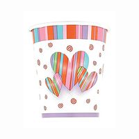 9oz Hearts & Stripes Valentine's Day Paper Cups, 14ct