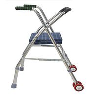 XIHAA Portable Walker Aid For The Disabled Elderly Adjustable Foldable With Fabric Cushion Non-Slip Foot Pad Walking Rehabilitation Equipment Bathroom Bath Chair(Red Wheel)