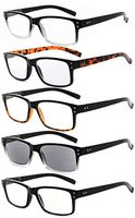 Eyekepper Mens Vintage Reading Glasses-5 Pack Include Reading Sunglasses for Men Outdoor Reading,+3.50 Reader Eyeglasses Women