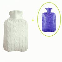 Nutteri 1 Pack Hot Water Bag, 2L Hot Water Bag with Removable and Washable Mesh Jacket Bottle Cover Quick Relief from Pain and Comfort (White)