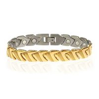 12mm Titanium Magnetic Gold-Plated Men Bracelet 8.5 Inches SPJ