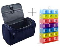 Pill Organizer Box with Snap Lids| 7-day AM/PM | Detachable Compartments for Pills, Vitamin. (6018+Bags)