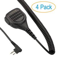 4 Pack Speaker Mic with Kevlar Reinforced Cable for Motorola Radio BPR40 CP200 CP200D CP200XLS CP185 CLS1410 DTR650 PR400 RMU2040 RDU4100 CLS DLR DTR RDU RMU RMV, Shoulder Microphone, Waterproof IP55