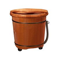 Foot Tub，Wooden Foot Bath，Wooden Wash Basin，Pedicure Barrels，Thickened Footbath，Oak ，with Universal Wheel
