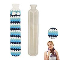 HJHY@ Extra Long Warmer Hot Water Bottle Housewares Insulation Knitted Covers Hot Water Bag Classic Natural Rubber Camping Reusable Hot Water Pack, for Pain Relief,Christmas PresentC