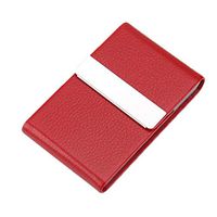 1Pc PU Multicolored Portable Cigarette Case Magnetic Card up to 7 Ciga PU Stainless Steel Cigarette Box Popular Gift Exquisite Gadgets for Men Women,Red