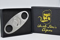 Uncle Jim's Acero Cutter - Stainless Steel Guillotine Cigar Cutter w/Self-Sharpening Blades in a Black Gift Box