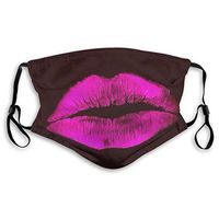 PSelover Sexy Red Lips with Black Pattern Breathable Mouth Mask, Reusable Dust Mask with Activated Carbon Filter Adjustable Earloop