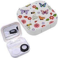 Portable Contact Lens Case Box Travel Kit Mirror + Bottle + Tweezers Container Holder [ Cute Flying Insects ]