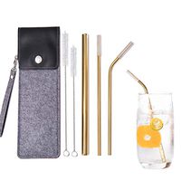 Vlocemon Metal Straws for 20oz Cups with Case and Cleaning Brush for Boba Tea, Thick Drinks and Juices, Milk, Cocktails, Diswasher Safe