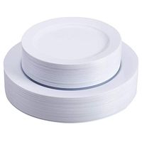 Select Settings 60 pc. Disposable Plastic Plates 30 Dinner Plates & 30 salad Plates Disposable Plate Combo Sets (White Round Plates)