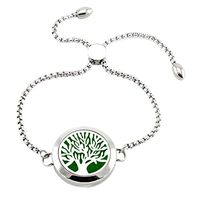 Popeoiuh Tree of Life Essential Oil Diffuser Bracelet for Women Men Girl Boy, Adjustable Aromatherapy Bracelets for Christmas Graduation,Stainless Steel Perfume Locket Jewelry with 8 Pads and Gift Box