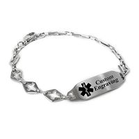 My Identity Doctor - Ladies Medical Alert Bracelet with Engraving - 316L 6mm Steel Cross - Black - Wrist Size 7.25 Inch