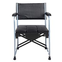 XWZJY Folding Bath Toilet Chair Bedside Commode Seat Extra Wide Pregnant Bath Stool Space Saving with Commode Pail and Lid Non-Slip Leg Pad for Adults, Handicap