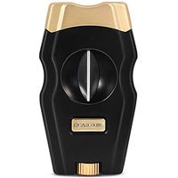 Cigar Cutter Stainless Steel Sharpening V Cut Blades with Cigar Punch(Color:Gold+Black)