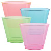 Hard Plastic Tumblers 9 oz. Party Cups/Old Fashioned Glass, 50 Count Drinking Glasses, Assorted Colors
