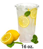 100 Set Disposable Crystal Clear Plastic Cups with Flat Lids (16oz)