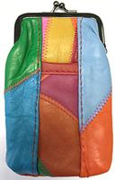 Eclipse Unique Multi Color Patched Lamb Skin Cigarette Case Pouch, 100s, 3202S