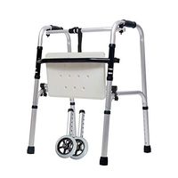 HYXQY-ZY 2-Wheel Folding Walker for The Elderly | Adult Super Wide Front Wheel Walker | Lightweight Walking Frame | Mobility Aid for Handicap | with Seat