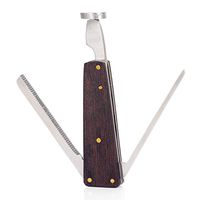 3 in 1 Wood Inlay Stainless Steel Smoking Tobacco Pipe Cleaner Tamper Tool (Ebony)