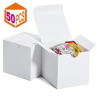 MESHA Gift Boxes 3 x 3 x 3 Inches, Paper White Boxes with Lids for Gifts, Crafting, Cupcake Packaging Boxes (White-50Pcs)