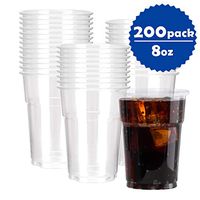OTOR 8oz Clear Plastic Party Cups, Cold Hot Drinks Coffee Disposable PP (Polypropylene) Cups/Tumblers - 200 Count