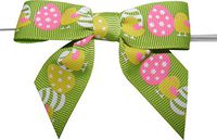BAYWIND LTD,3" Easter Ribbon with Eggs & Chicks Twist Tie Bows- 50pc
