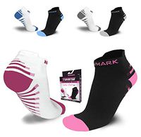 NEWMARK Compression Running Socks for Men & Women (2 Pairs) - Best Low Cut Athletic Ankle Socks for Runners,Cycling