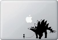 Yadda-Yadda Design Co. Pet Dinosaur - Stegosaurus w Girl - Vinyl Decal for Laptop | MacBook | Appliances YYDC (7.5" w x 4.5" h) (Girl - Face Left, Black)