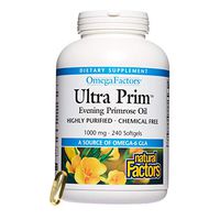 Omega Factors by Natural Factors, Ultra Prim Evening Primrose Oil, Promotes Women's and Immune Health with Omega-6 GLA, 240 softgels (240 servings)