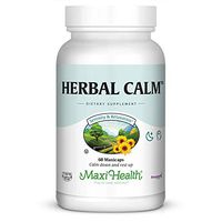 Maxi Health Herbal Calm - with Valerian Root and St Johns Wort - Relax Formula - 60 Capsules - Kosher