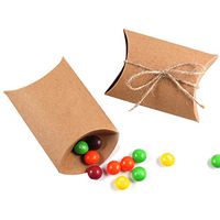 wsloftyGYd 50Pcs Kraft Paper Pillow Shape Wedding Favor Gift Box Party Candy Bag with Rope