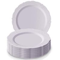 DISPOSABLE DINNERWARE SET, 20 Dinner Plates (Vintage - White, 10.25") (Renewed)