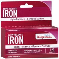 Walgreens Iron Slow Release High Potency Ferrous Sulfate 45mg, Tablets, 120 ea by Walgreens
