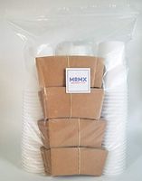 MRMX Brand 50ct Premium White Disposable To Go Hot Paper Coffee Tea Cups with Lids and Kraft Sleeves 12oz
