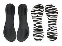 Happystep 3/4 Length Thin Shoes Insoles for High-Heels and Sandals, Cushion for Heel and Ball of Foot, 1 Pair Black and 1 Pair Zebra (Women Size 5-7)
