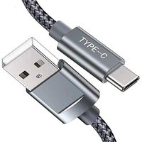 USB Type C Cable,Snowkids USB C Cable 3.3Ft(2 Pack) Nylon Braided Cord USB Type A to C Fast Charger for Samsung Galaxy S10 S9 S8 Plus Note 10 9,Moto Z,LG V30 V20 G5,Google Pixel 2XL,OnePlus 5 3T(Grey)