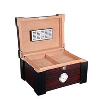 HIZLJJ Glass Top Handcrafted Cedar Humidor with Front Digital Hygrometer, Humidifier Gel, and Accessory Drawer - Holds (25-50 Cigars) by Case Elegance