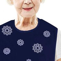 Classy Pal, Adult Bibs for Women, Clothing Protectors for Eating, Senior Adult Bib Terry Cloth Crumb Catcher, Embroidered Design, Waterproof, Reusable, Washable (Flower Pattern))