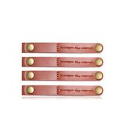 Reusable Cable Strap Vegan Leather | Cord Wraps Strap Fastener Organizer | Management Button Closure Metal 4 Pack Value Also for Earphones