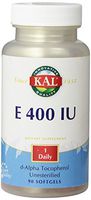 KAL E-400 D-Alpha Tocopherol 400 IU Softgels, 90 Count