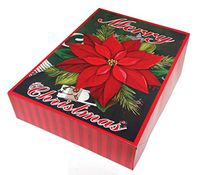 Christmas Elegance Box 1 Pack Foldable Printed Gift Boxes with Lids for Wrapping Gifts, 20 x 14 x 4 Inch
