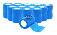12 - Pack, 3” x 5 Yards, Self-Adherent Cohesive Tape, Strong Sports Tape for Wrist, Ankle Sprains & Swelling, Self-Adhesive Bandage Rolls (Blue)
