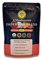 Longevity Botanicals Organic 4 Mushroom Emperor's Blend Powder Extract USDA, Lions Mane, Reishi, Chaga, Cordyceps Militaris Fruiting Body No Filler Immunity, Energy, Mental Clarity, Anti-Oxidant