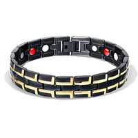Extra Germanium Strength Magnetic&Negative-ions Therapy 316L Stainless Steel Black Bracelets for Men Health Stress Relief Wristband [Free Links Removal Tool]